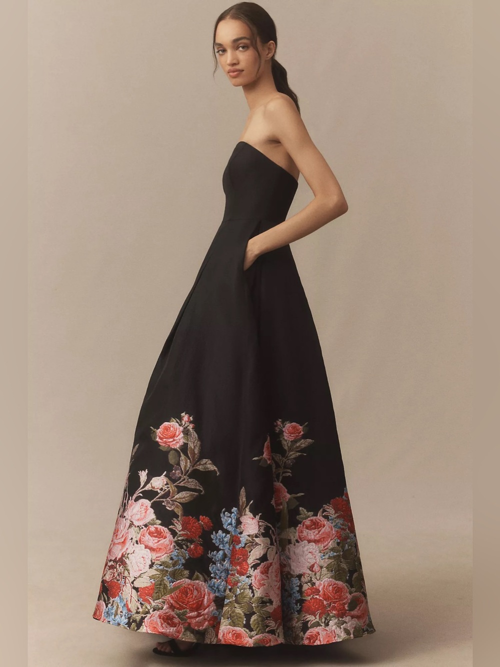 MAC DUGGAL Strapless Floral Brocade Maxi Dress - Picture 4 of 16